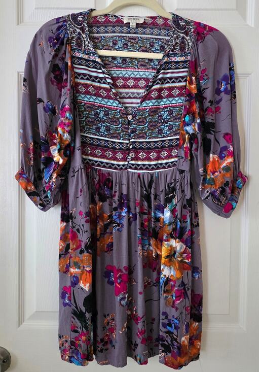 Umgee Dresses & Skirts - Umgee Vibrant Colorful Boho Bloom Babydoll Tunic Dress Size Small